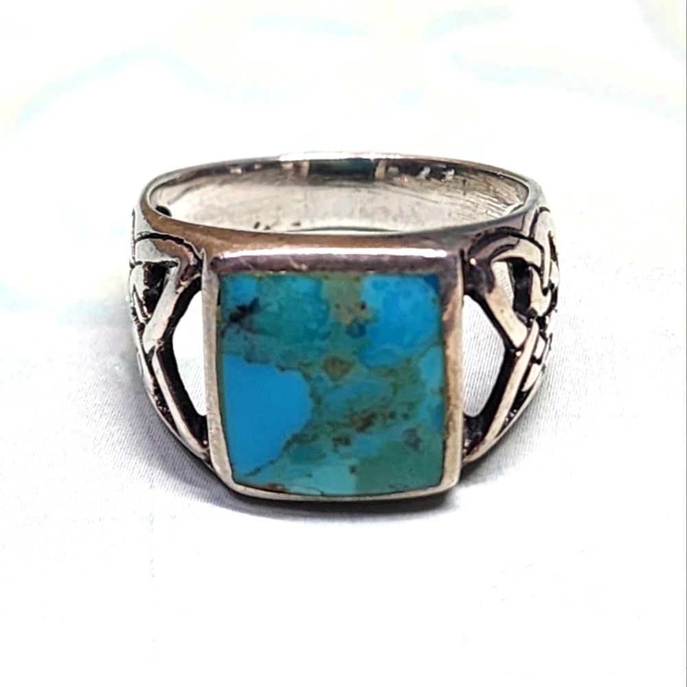 Sterling and Turquoise Celtic Ring